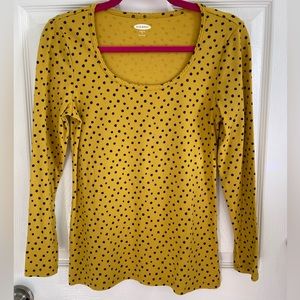 Old Navy Small Slim Fit Yellow Polka Dot Top